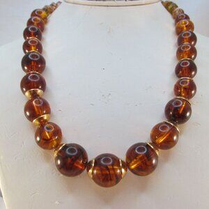 Vintage W Germany Plastic Root Beer Beaded Necklace